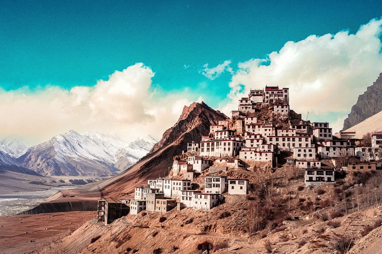 The whitewashed Key Monastery on its rocky hill above the Spiti river